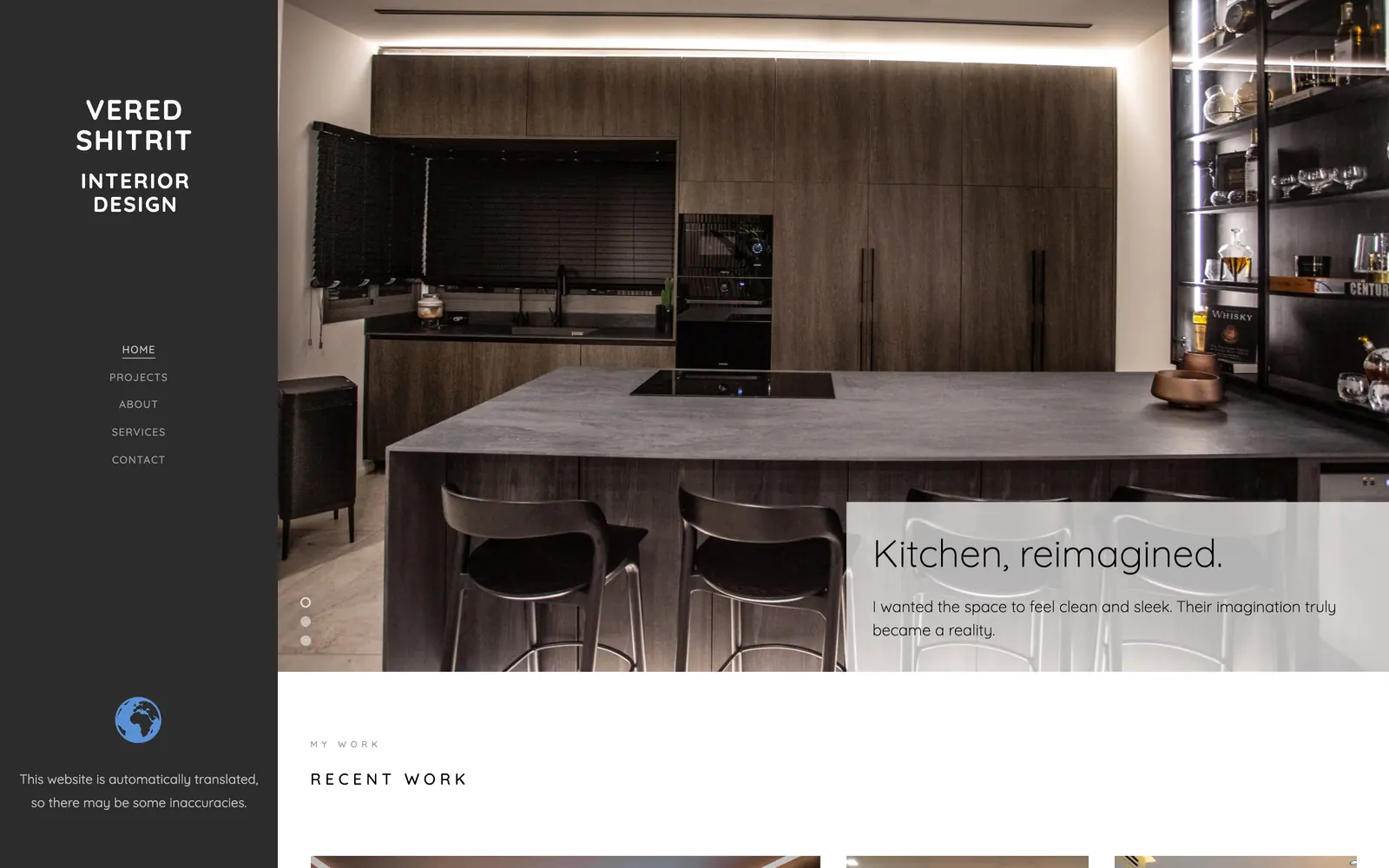 Vered Shitrit — the live site at desktop width
