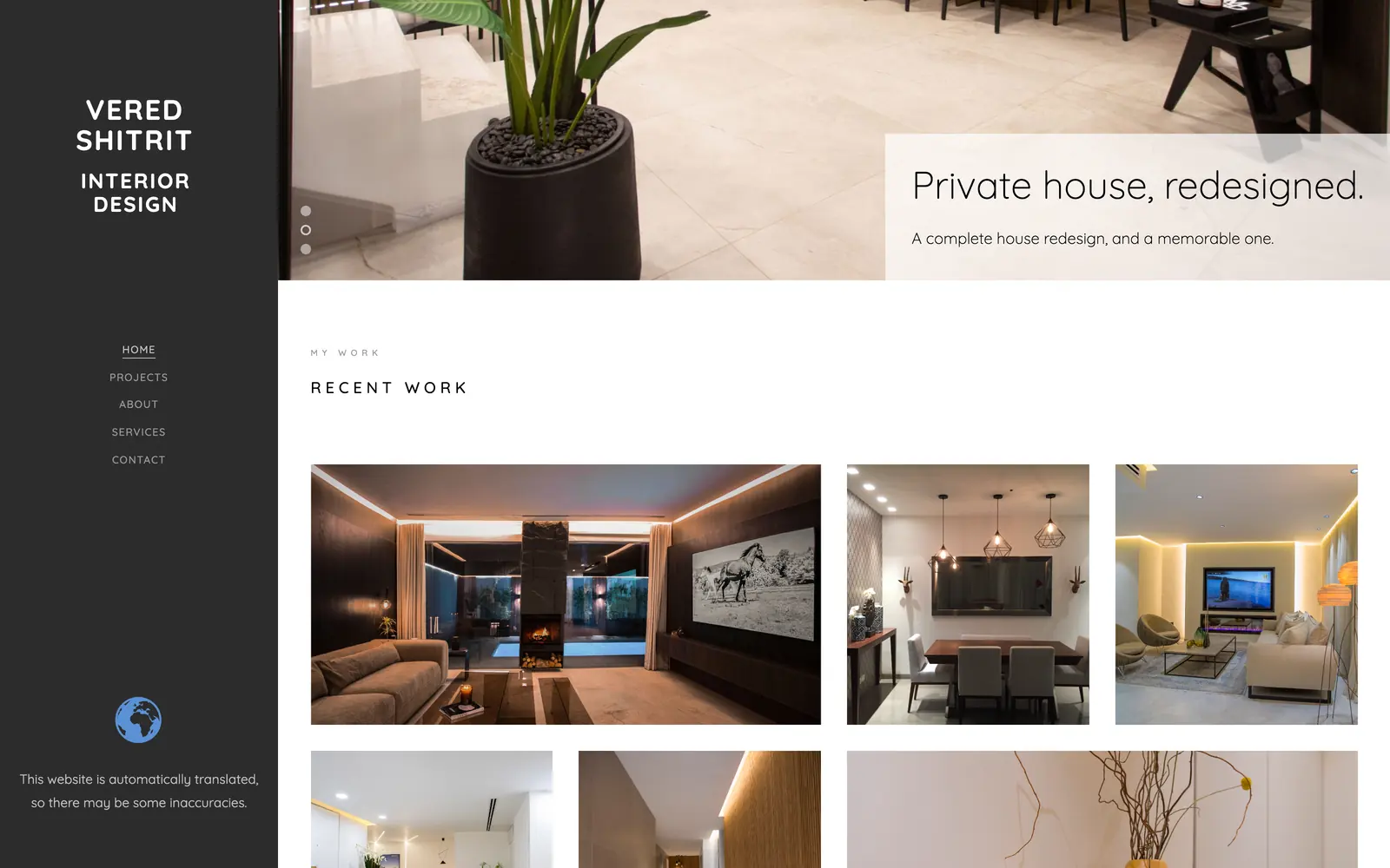 Vered Shitrit — the live site at desktop width